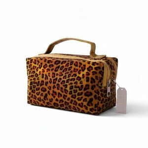 Cosmetic Bag Leopard Print  with Top-Handle NWT